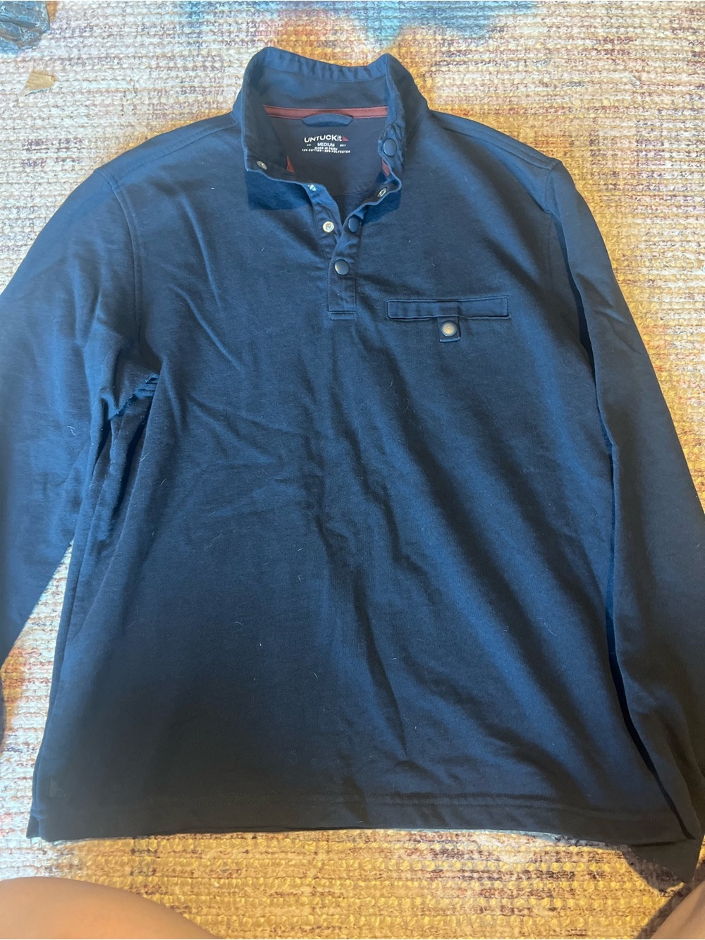 Untuckit Parkson Snap Fleece Pullover Casual Sweater Navy Blue Men's Size M